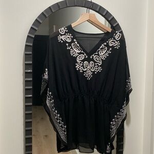 Black Paisley Embroidered Tunic